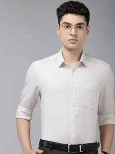 Arrow Self Design Manhattan Slim Fit Opaque Pure Cotton Formal Shirt