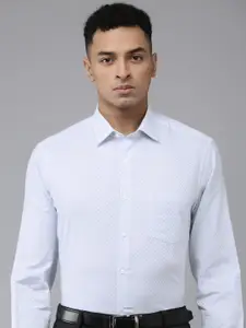 Arrow Pure Cotton Self Design Textured Manhattan Slim Fit Opaque Formal Shirt