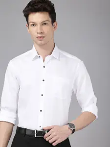 Arrow Pure Cotton Self-Design Textured Manhattan Slim Fit Formal Shirt