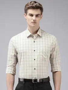 Arrow Manhattan Slim Fit Opaque Checked Pure Cotton Formal Shirt