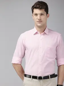 Arrow Self Design Manhattan Slim Fit Opaque Pure Cotton Formal Shirt