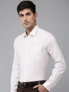 Arrow Pure Cotton Manhattan Slim Fit  Striped Formal Shirt