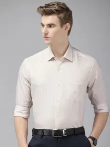 Arrow Manhattan Slim Fit Self Striped Pure Cotton Formal Shirt