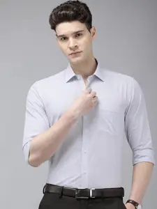 Arrow Pure Cotton Self Design Textured Manhattan Slim Fit Opaque Formal Shirt