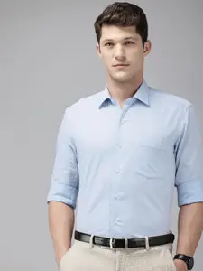 Arrow Self Design Manhattan Slim Fit Opaque Pure Cotton Formal Shirt