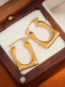 KRYSTALZ Stainless Steel Gold-Plated Geometric Hoop Earrings