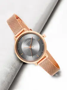 French Connection Women Embellished Dial & Stainless Steel Straps Analogue Watch-FCN071RGM