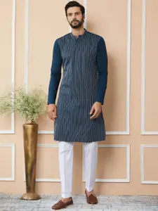 See Designs Striped Regular Sequinned Pure Cotton Kurta with Pyjamas