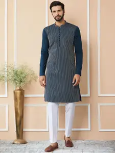 See Designs Striped Regular Sequinned Pure Cotton Kurta with Pyjamas