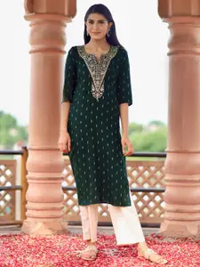 Libas Thread Work Embroidered Ethnic Motifs Straight Kurta