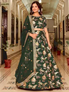 FABPIXEL Floral Embroidered Semi-Stitched Lehenga & Unstitched Blouse With Dupatta