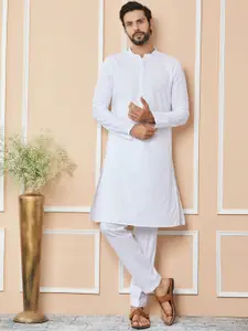 See Designs Floral Embroidered Sequinned Pure Cotton Straight Kurta With Trousers