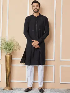 See Designs Embroidered Regular Sequinned Chanderi Silk Kurta with Pyjamas