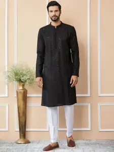 See Designs Embroidered Regular Sequinned Chanderi Silk Kurta with Pyjamas