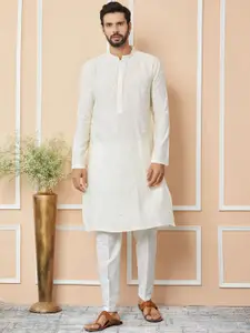 See Designs Ethnic Motifs Embroidered Sequinned Chanderi Silk Straight Kurta With Trousers