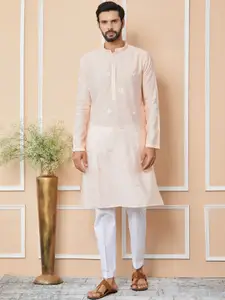 See Designs Ethnic Motifs Embroidered Sequinned Chanderi Silk Straight Kurta With Trousers