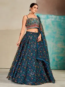 Fusionic Embroidered Mirror Work Ready to Wear Lehenga & Blouse With Dupatta