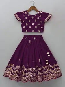 BAESD Girls Embroidered Sequinned Ready to Wear Lehenga With Top