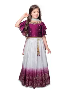 BETTY Girls Embroidered Beads and Stones Ready to Wear Lehenga & Blouse With Dupatta