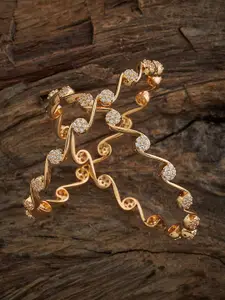 Kushal's Fashion Jewellery  Set Of 2 Gold-Plated AD-Studded Bangles