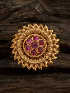 Kushal's Fashion Jewellery Gold-Plated Stone-Studded Finger Ring