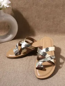 DressBerry Women Textured Open Toe Flats