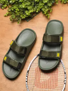 HRX by Hrithik Roshan Men Olive Green Rubber Sliders