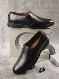ID Men Round Toe Leather Formal Slip-On Shoes