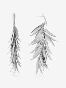 Kushal's Fashion Jewellery Rhodium-Plated Contemporary Drop Earrings