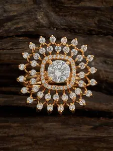 Kushal's Fashion Jewellery Rhodium-Embellished Bridal Cubic Zirconia Square Drop Earrings