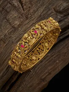 Kushal's Fashion Jewellery Embellished Bridal Stone 92.5 Silver Antique Bangle