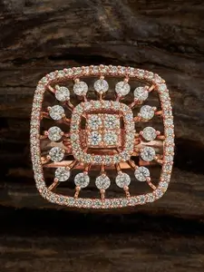 Kushal's Fashion Jewellery Rose Gold-Plated Cubic Zirconia-Embellished Bridal Finger Ring
