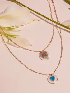 AMI Set of 2 Gold-Plated Contemporary Circular Pendants With Chains