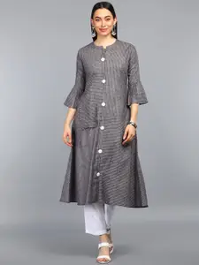 KALINI Striped Notched Neck Flared Sleeves Kurta