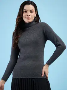 CLAPTON Women Henley Neck knitted Wool Full Sleeve Pullover Winter Sweater