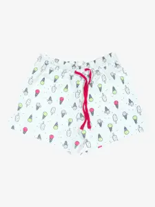 Bodycare Kids Girls Conversational Printed Mid-Rise Cotton Casual Shorts