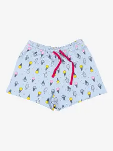 Bodycare Kids Girls Conversational Printed Mid-Rise Cotton Shorts