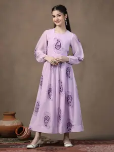 FASHION DREAM Ethnic Motifs Print Georgette Maxi Dress