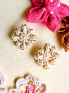 Sangria Stone Studded & Beaded Bohemian  Stud Earrings