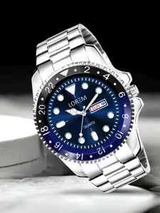 LOREM Men Embellished Dial & Stainless Steel Bracelet Style Straps Analogue Watch LR130-A