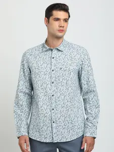Turtle Men Floral Printed Spread Collar Casual Shirt