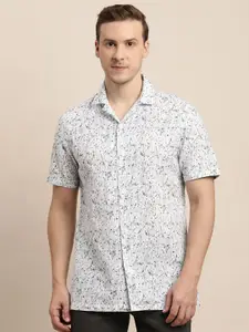Turtle Men Abstract Printed Cuban Collar Relaxed Slim Fit Casual Shirt