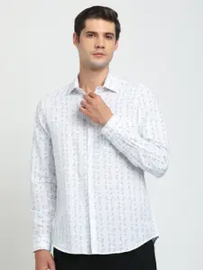 Turtle Men Floral Printed Spread Collar Formal Shirt