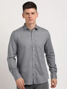 Turtle Men Micro Disty Printed Spread Collar Formal Shirt