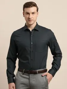 Turtle Men Self Design Spread Collar Formal Shirts