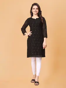 WEAVETECH IMPEX Embroidered V-Neck Sequinned Sequinned Kurti