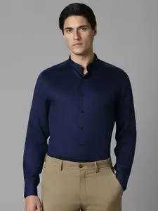 Louis Philippe Men Solid Slim Fit Band Collar Pure Cotton Formal Shirt