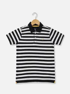 Allen Solly Junior Boys Monochrome Striped Polo Collar T-shirt