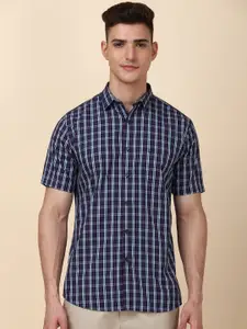 Allen Solly Men Checked Spread Collar Slim Fit Pure Cotton Casual Shirts