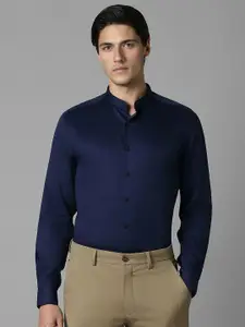 Louis Philippe Men Solid Slim Fit Band Collar Pure Cotton Formal Shirt
